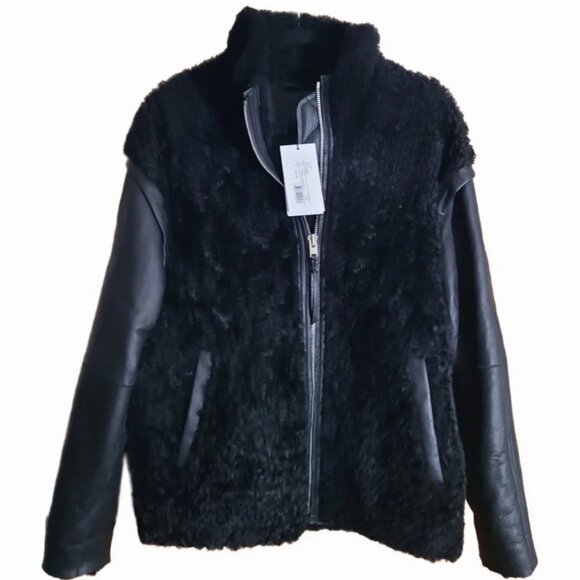 NWT$3000 IRO Paris 34 Marble Black SHEARLING FUR Jacket Acne
